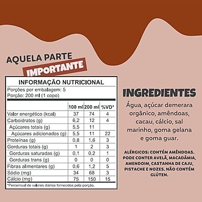 Achocolatado Amêndoa Cacau Natuterra 1L: Delícia Vegetal