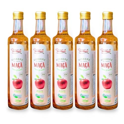 Kit 5 Vinagre De Maçã Orgânico Acidez 4,2% Fazenda São Roque 500 ml