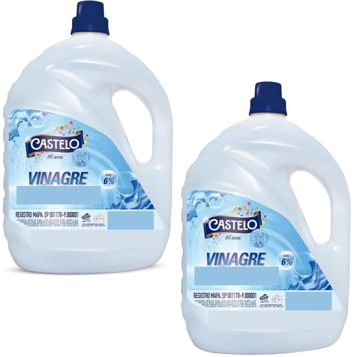 Vinagre de Limpeza 10L (2x5L) 6% Acidez - 50% Mais Concentrado para Pisos, Banheiros e Roupas