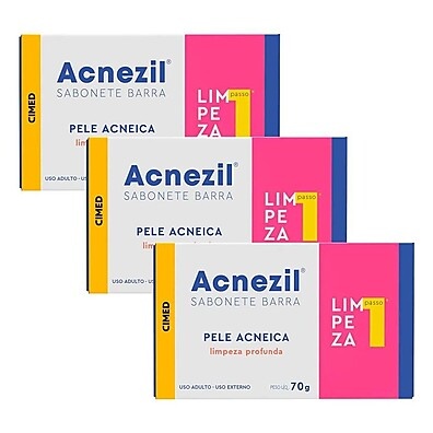 Acnezil: Kit 3 Sabonetes Anti-Acne para Pele Oleosa