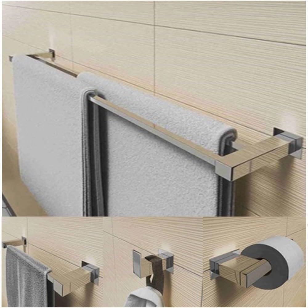 Conjunto de Acessórios de Banheiro em Aço Inox 304 - 4 Peças Premium com Papeleira, Cabide e Porta Toalhas