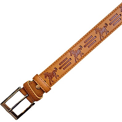 Cinto Masculino Estampa Cavalo Couro Sintético Fivela Aço