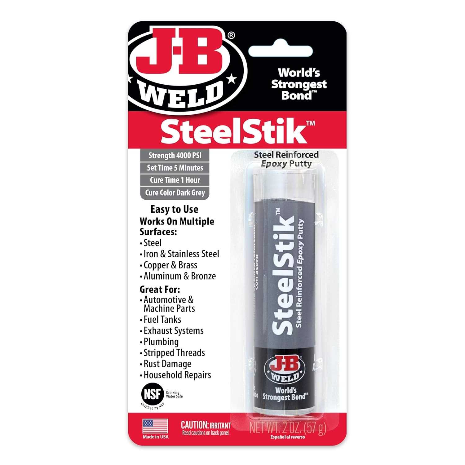 J-B Weld SteelStik: Reparo Epóxi Aço Reforçado para Metal - O Mais Forte do Mundo!