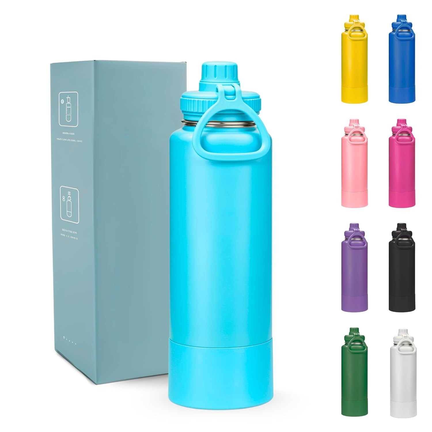 Garrafa Térmica 800ml Azul Piscina - Dupla Isolação Aço Inox 304