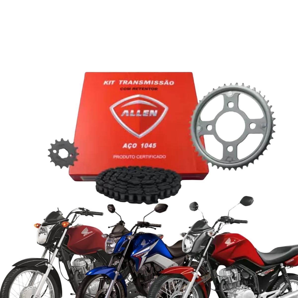 Kit Relação Completa Titan 150 Fan 150 CG 150 2004-2015 com Retentor Allen - Aço 1045 Resistente