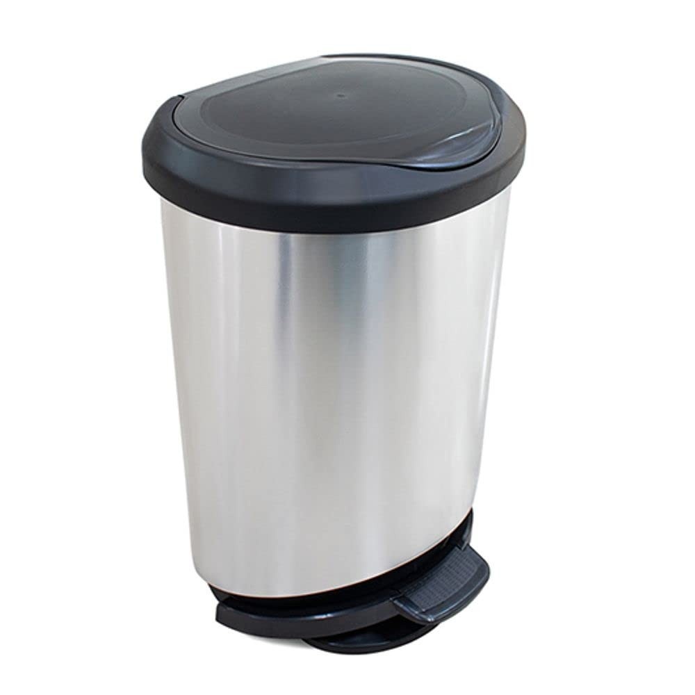 Lixeira com Pedal 45L Borda Trava Sacola - Design Moderno em Aço Escovado