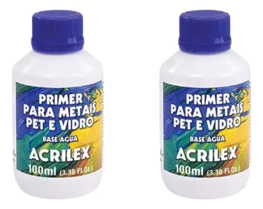 Kit 2 Primers Acrilex para Metais, PET e Vidro Branco 100ml: Aderência e Proteção Imbatíveis!