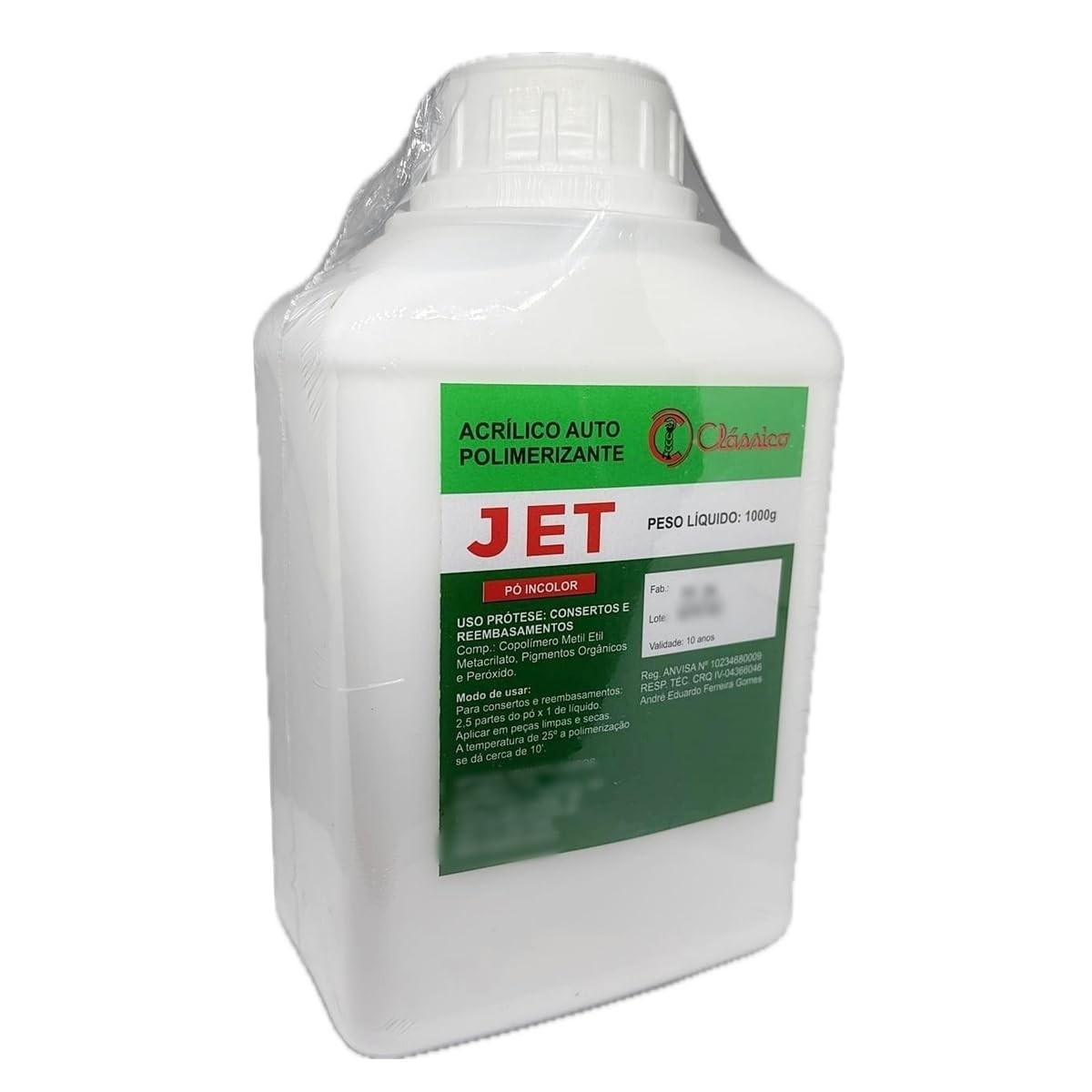 Resina Acrílica Auto Pó 1000g Incolor Jet Clássico - Alta Qualidade para Reparos Automotivos