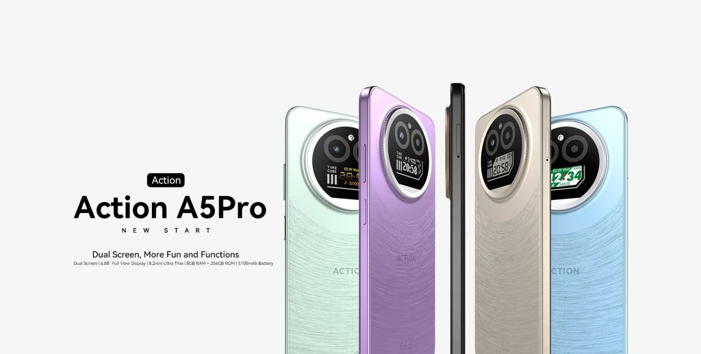 Action A5 Pro: Smartphone 4G com Tela Dupla e 256GB