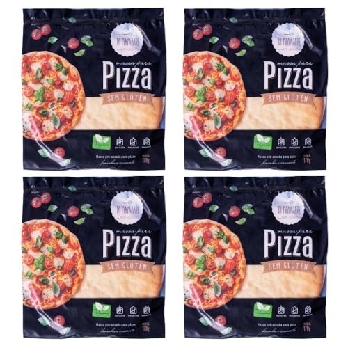 4x Massa Pizza Sem Glúten, Sem Açúcar, Sem Leite e Vegana