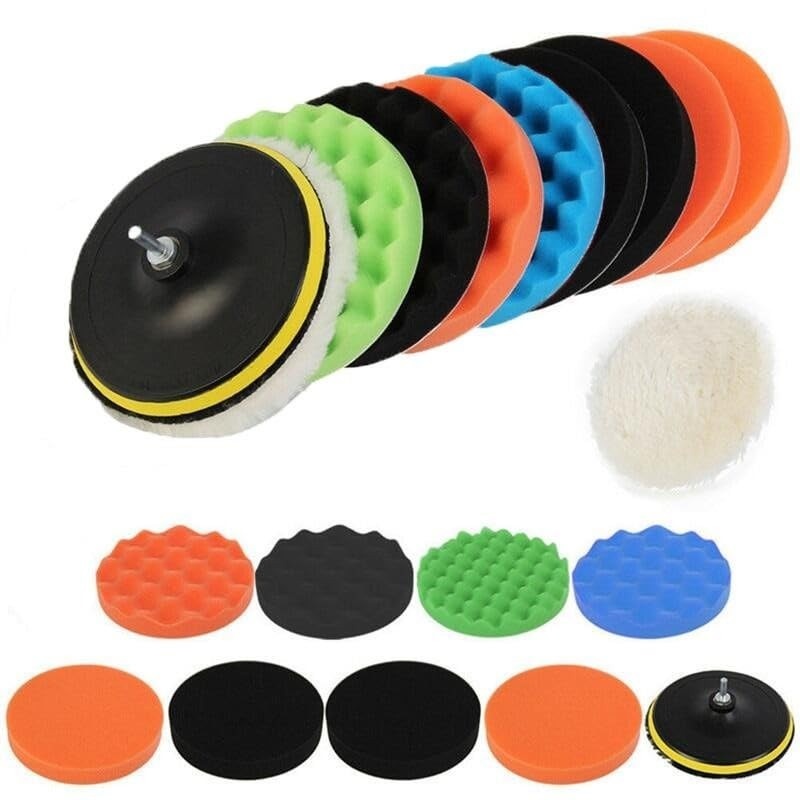 Kit Completo Polimento Automotivo 11 Peças: Boina 3", Suporte e Adaptador para Furadeira Karbox
