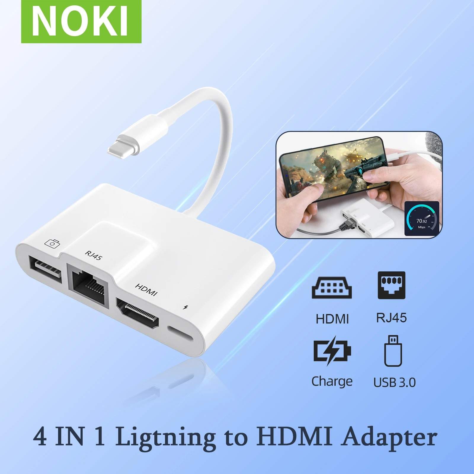 Adaptador Lightning para HDMI: TV 1080P + LAN