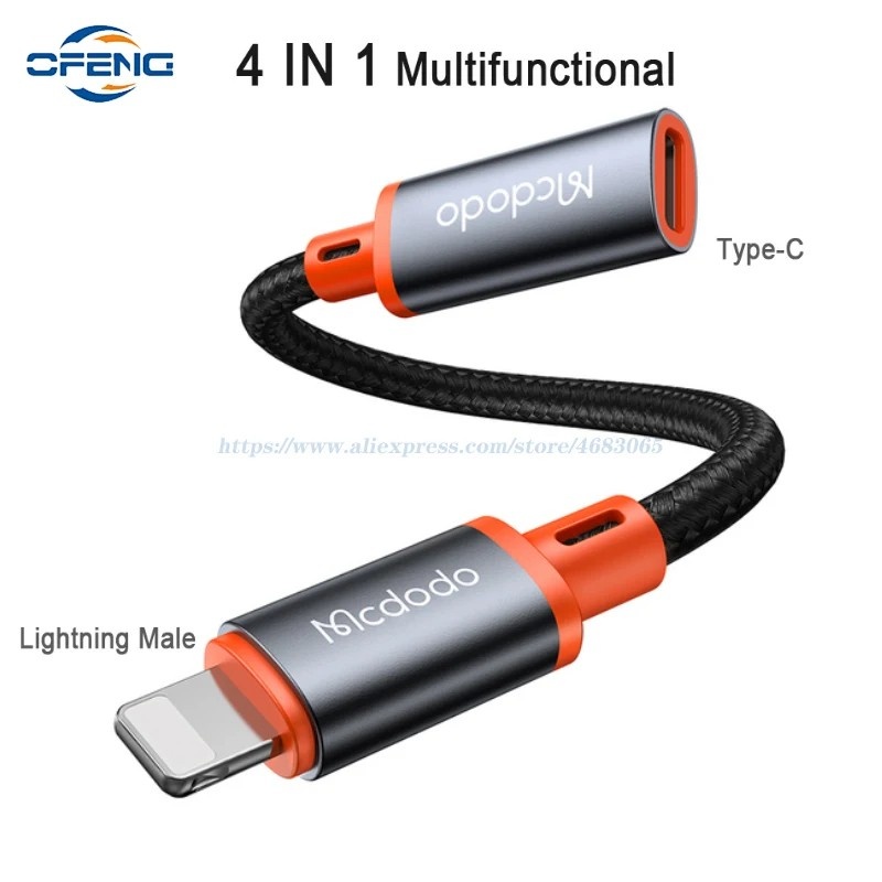 Adaptador Type-C p/ Lightning: Carregue, Ouça e Transfira!
