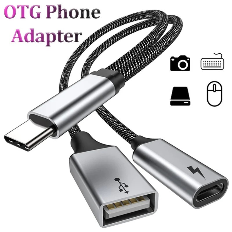 Adaptador USB-C 2 em 1: Carregue e Transfira Dados!