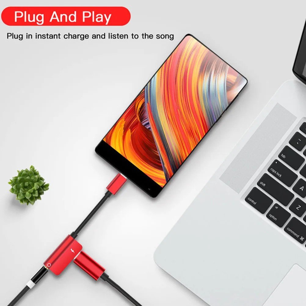 Adaptador USB-C 2 em 1: Ouça e Carregue!