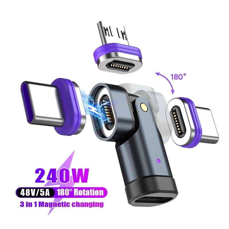 Adaptador USB-C 240W Magnético: Carregue Rápido!