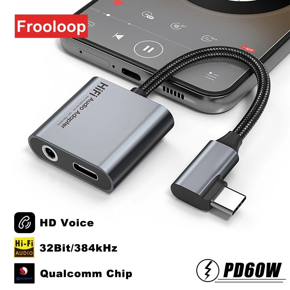 Adaptador USB-C 3.5mm: Som HiFi + Carga Rápida 60W
