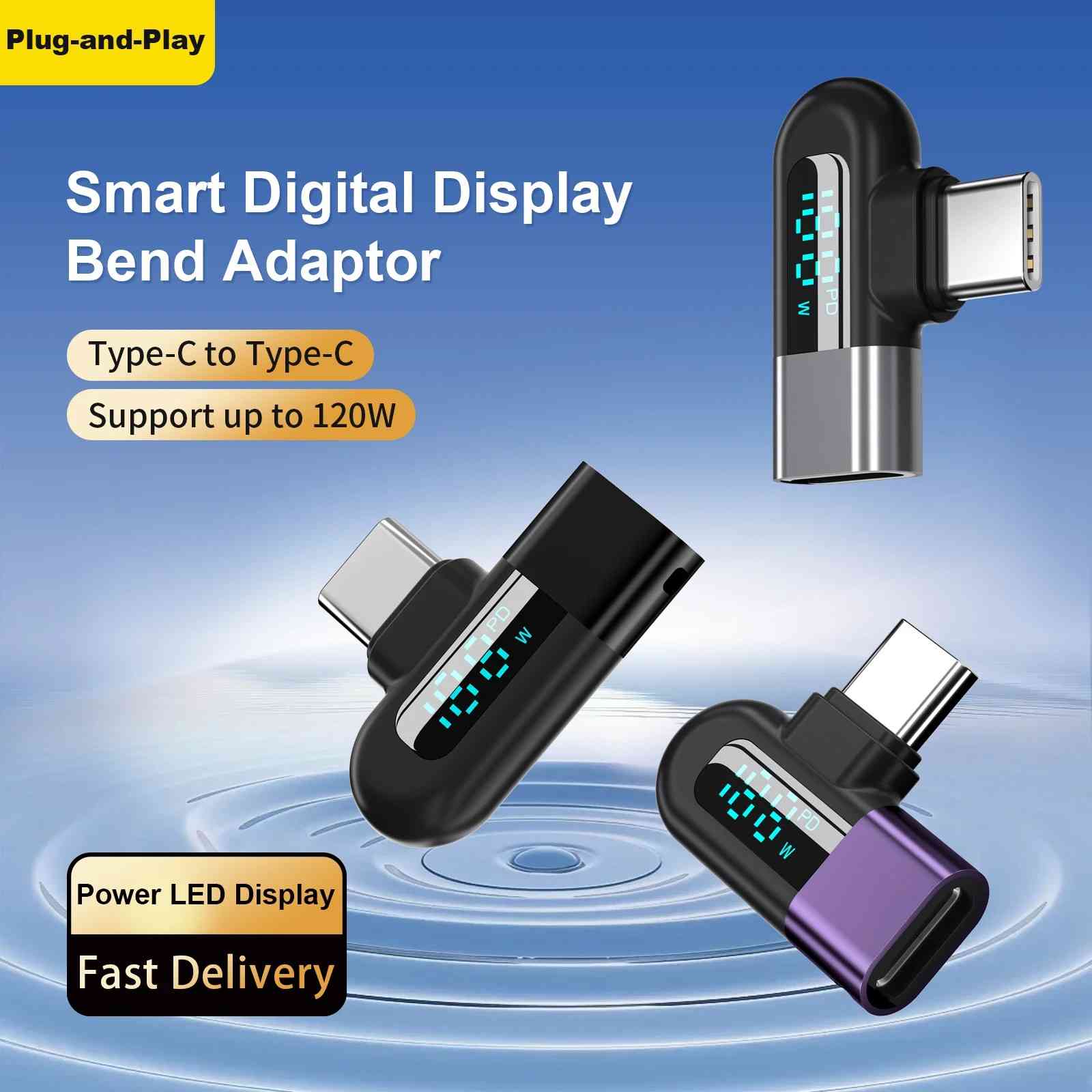 Adaptador USB-C 90°: Power Delivery 120W e Display Digital