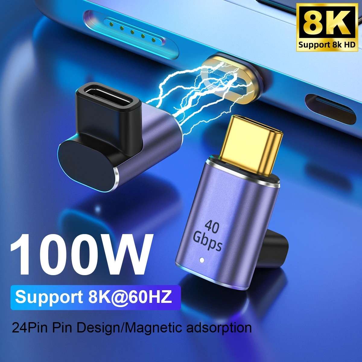Adaptador USB-C Magnético 40Gbps: Carregue e Transfira Dados Rapidamente!