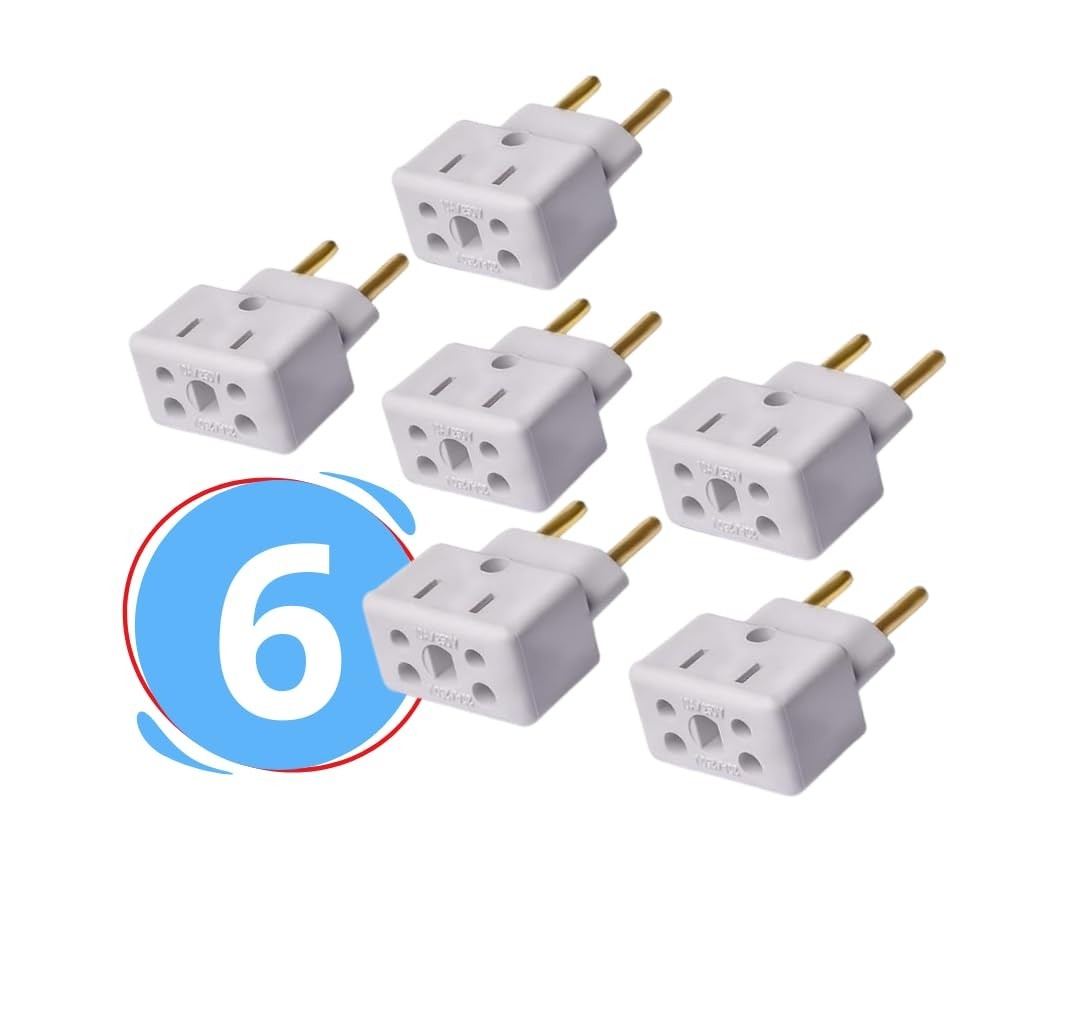 Kit 6 Adaptadores Tomada Benjamin 10A/20A Bivolt Universal 3 Pinos Grosso