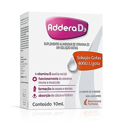 Addera D3 400UI Gotas 10ml – Fortaleça Seus Ossos e Músculos