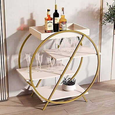 Adega com 4 Prateleiras Encantado Pérola Dourado – Elegância e Espaço