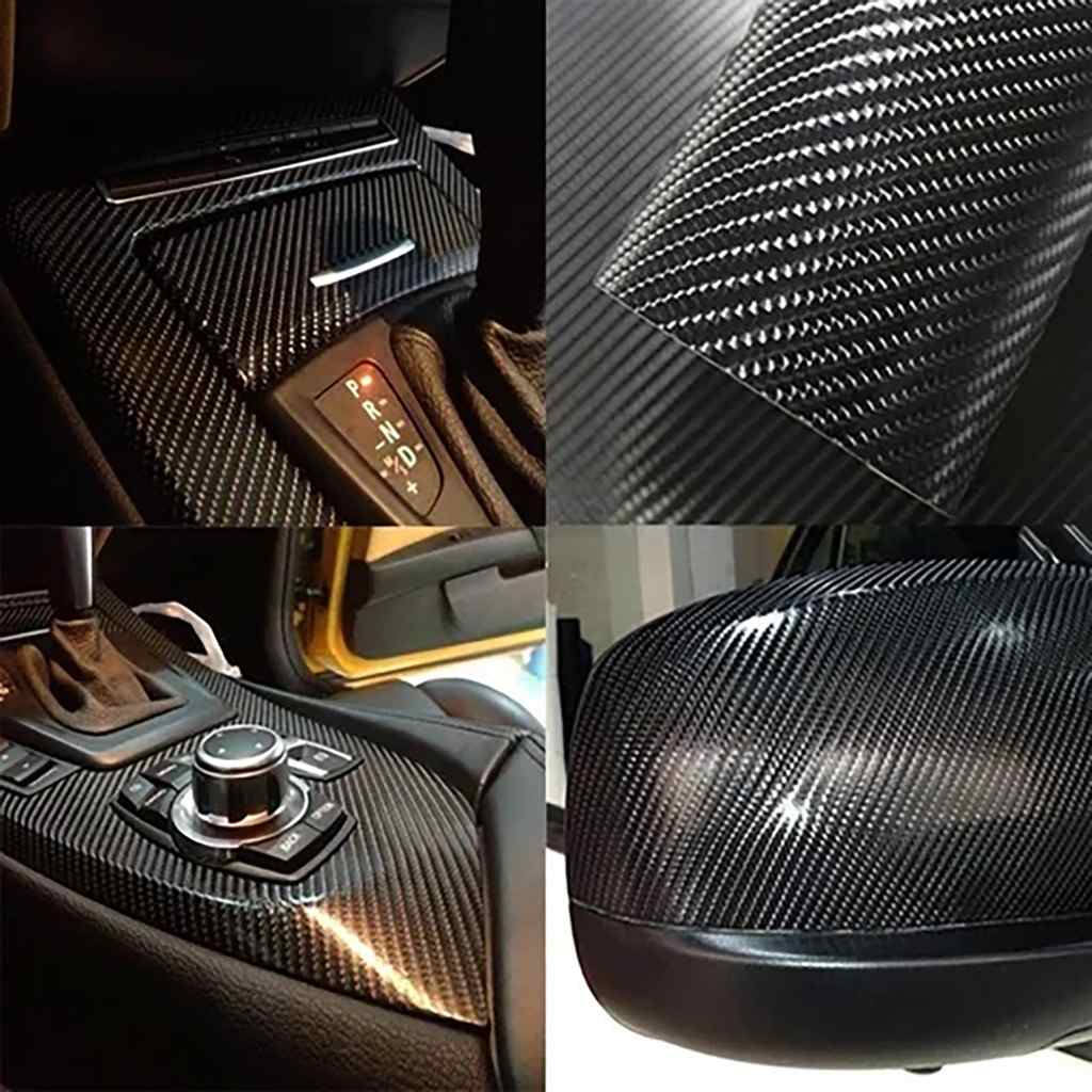 Adesivo 4D Fibra de Carbono Preto para Carro e Moto – Anti-Bolha