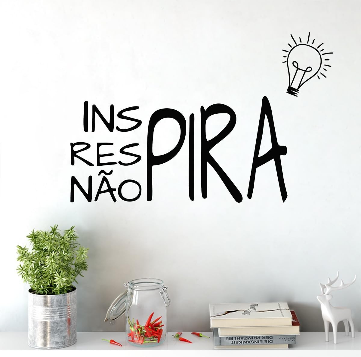 Adesivo de Parede Decorativo Frase Inspiradora 'Inspira, Respira e Não Pira' | Design Moderno para Ambientes Calmos