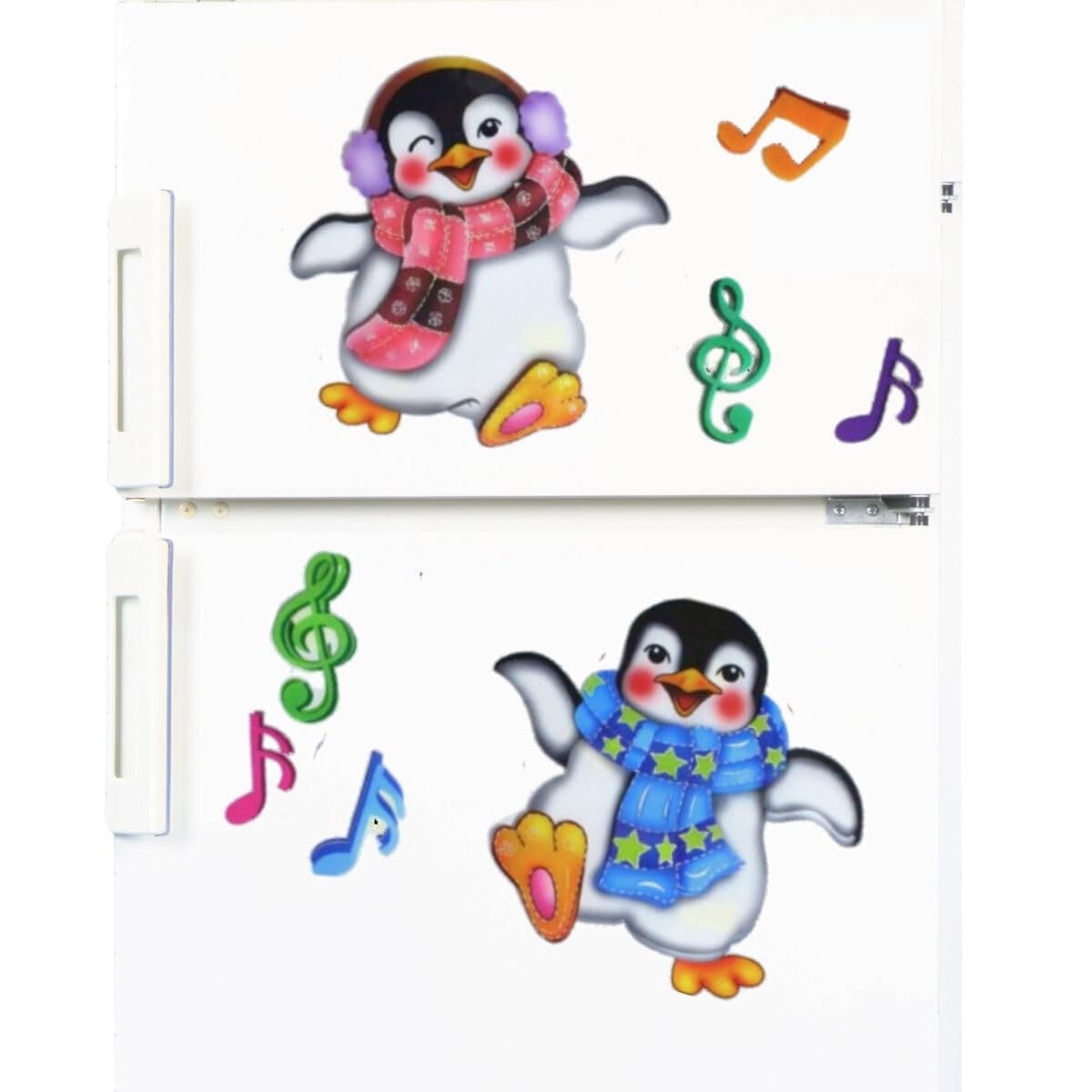 Adesivo 3D Pinguim Musical para Geladeira - Decoração Criativa e Divertida