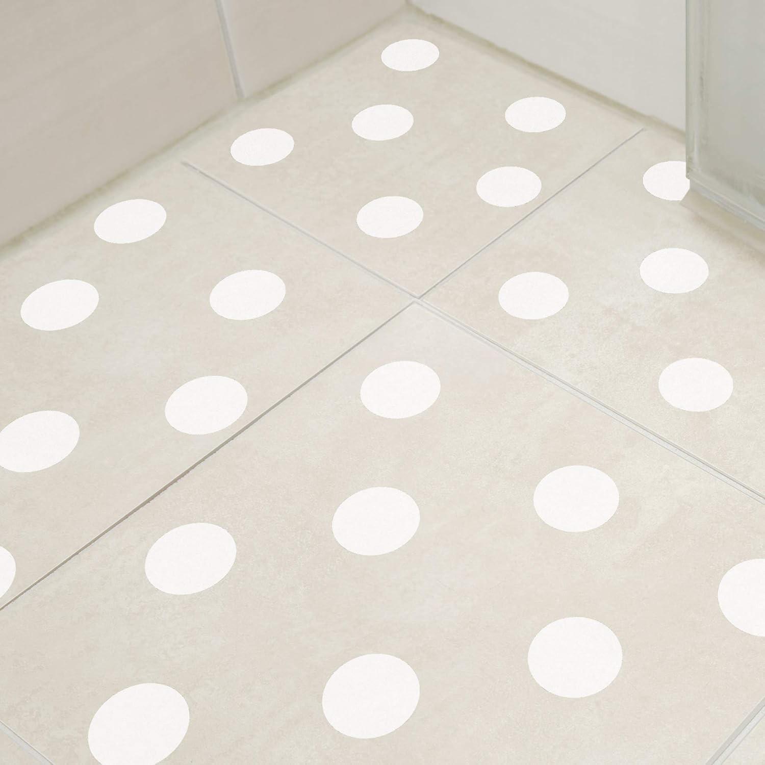 Adesivo Antiderrapante para Piso de Banheiro com Bolas Brancas - 14 Unidades | Segurança e Estilo no Box