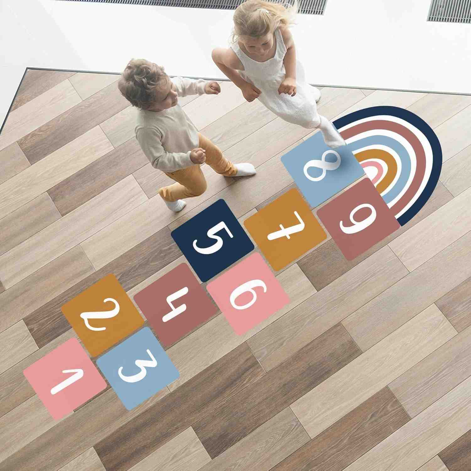 Adesivo para Chão Amarelinha Infantil Laminado 55x185cm - Arco Íris Colorido