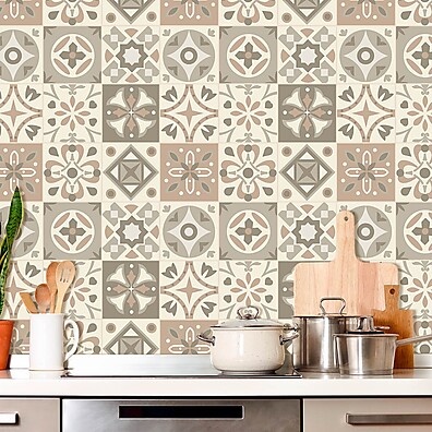 Adesivo de Azulejo Bege e Marrom: Renove Já!