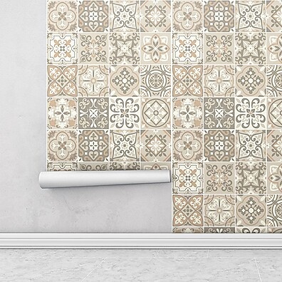 Adesivo de Azulejo Cozinha: Bege e Marrom