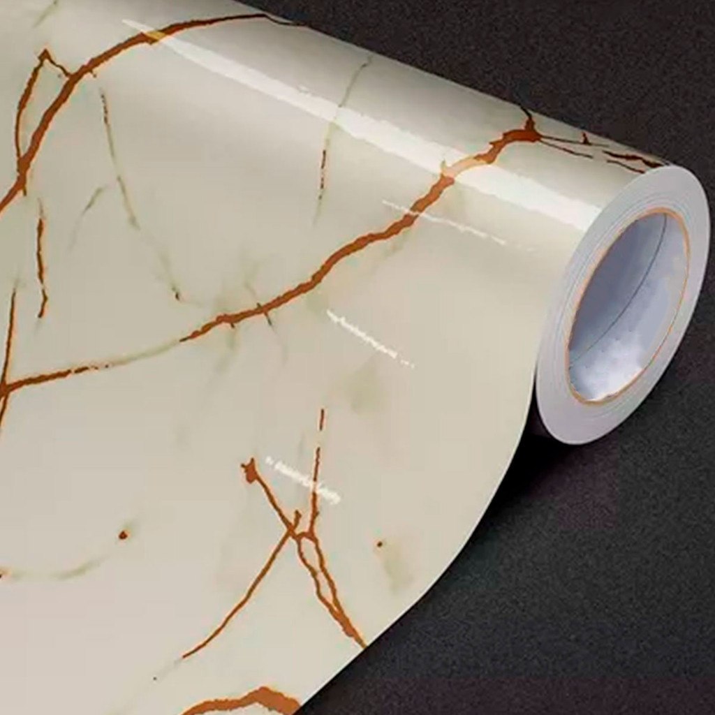 Adesivo de Parede Mármore Dourado Lavável para Cozinha 2mx60cm