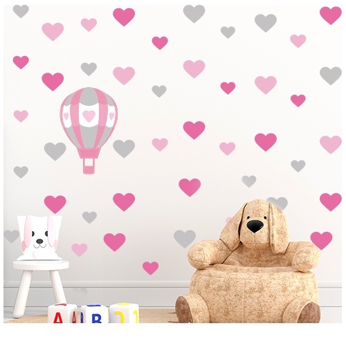 Adesivo Decorativo Coração 5cm 256 Peças 3 Cores + Balão 💖🎉