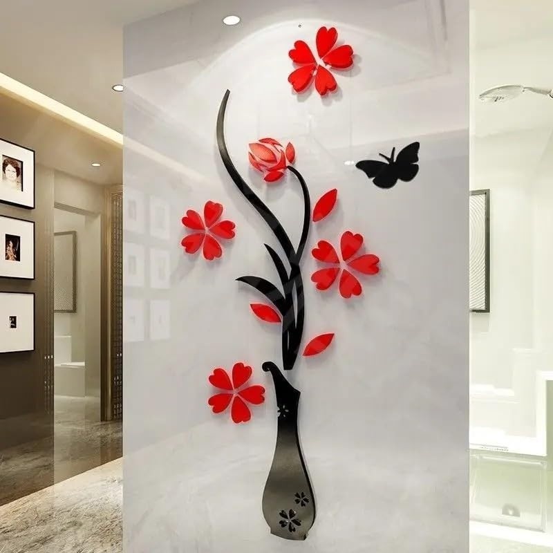 Adesivo de Parede 3D em Acrílico - Decoração Romântica e Moderna para Sala e Quarto