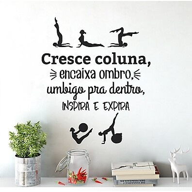 Adesivo Frase Pilates Cresce Coluna – Decoração Motivacional