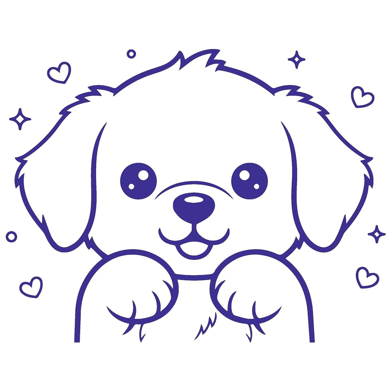 Adesivo Cachorro Fofinho Golden Filhote - Design Encantador para Carro, Moto, Notebook e Paredes (Azul Marinho, 13x10cm)