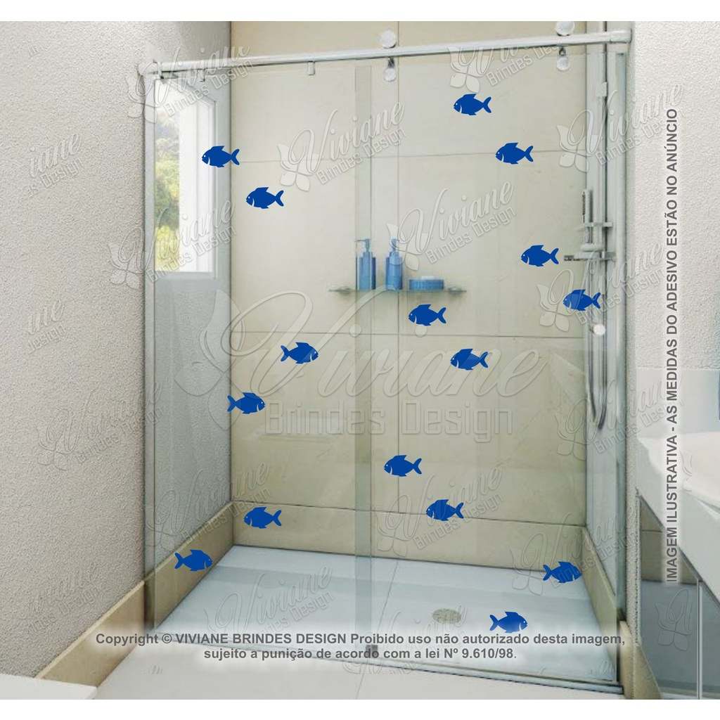 Adesivo Peixe Fundo do Mar M04: 21 Unidades para Box Banheiro