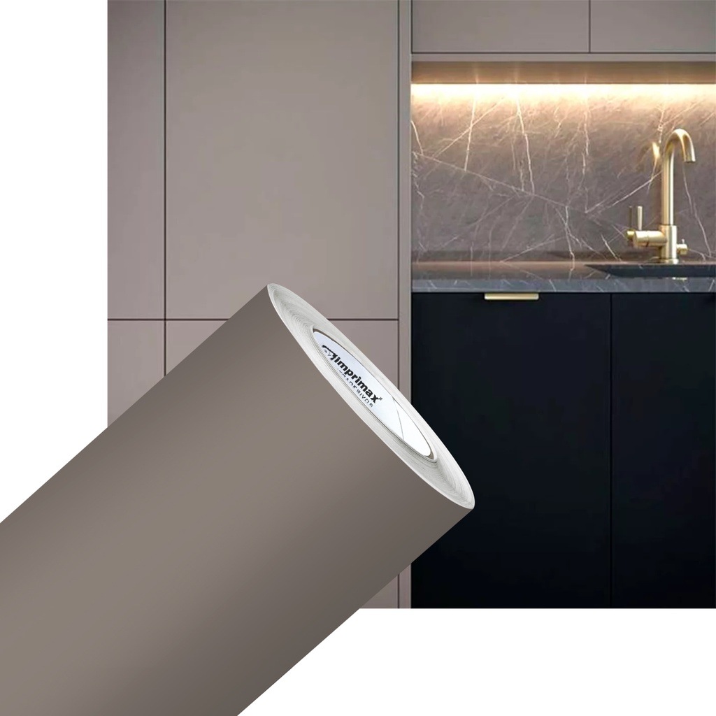 Adesivo Vinil Bege Taupe Fosco Lavável 5m x 61cm: Transforme Seu Ambiente