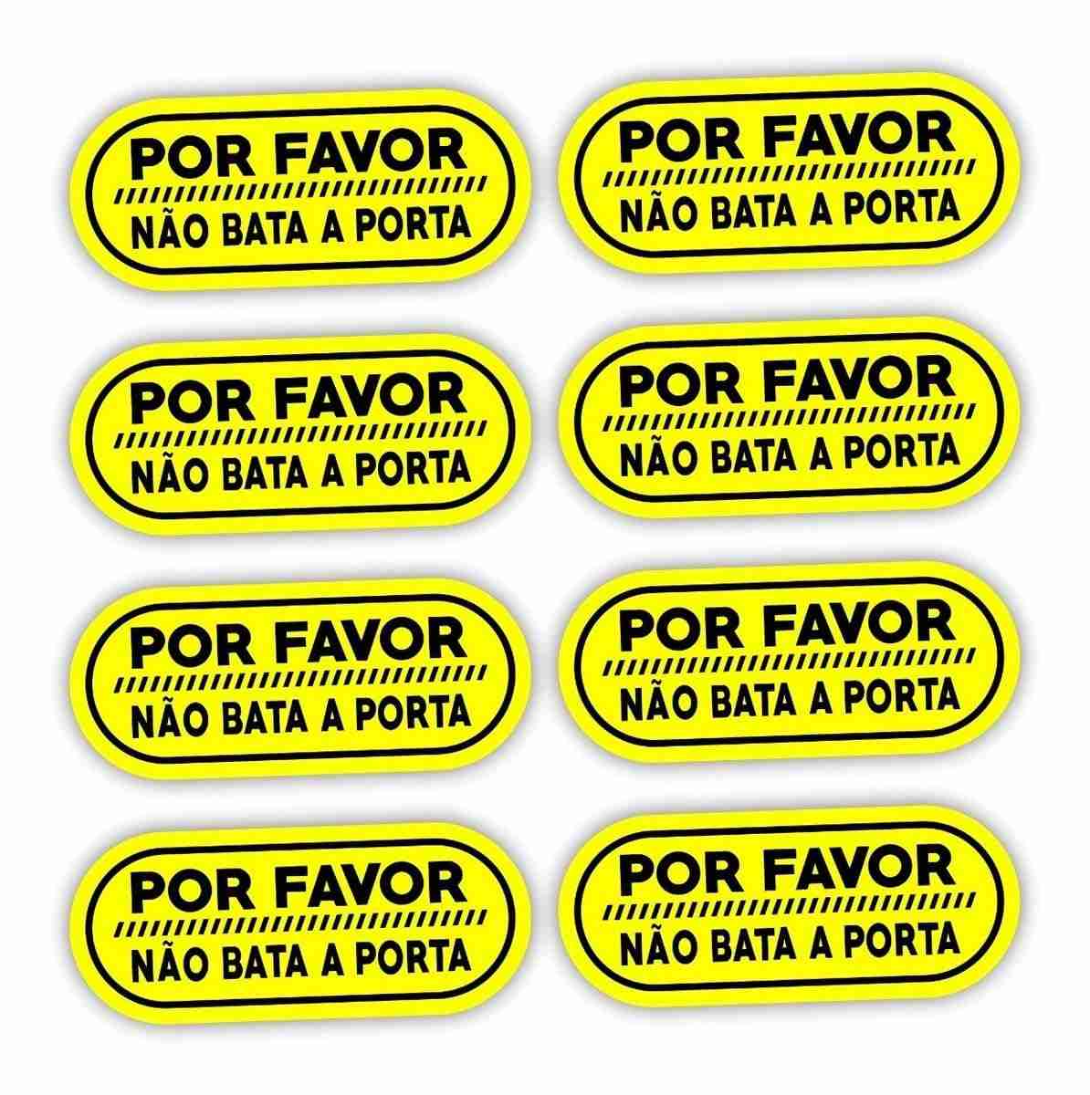 Kit 8 Adesivos 'Não Bata a Porta' 12x5cm em Vinil Resistente - Proteja seu Imóvel com Estilo!