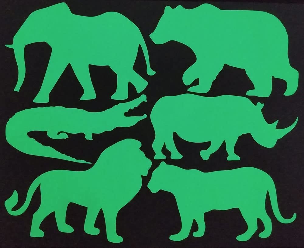 Adesivos Fosforescentes Safari - Brilham no Escuro com Animais da Selva | Decoração Divertida para Quarto Infantil