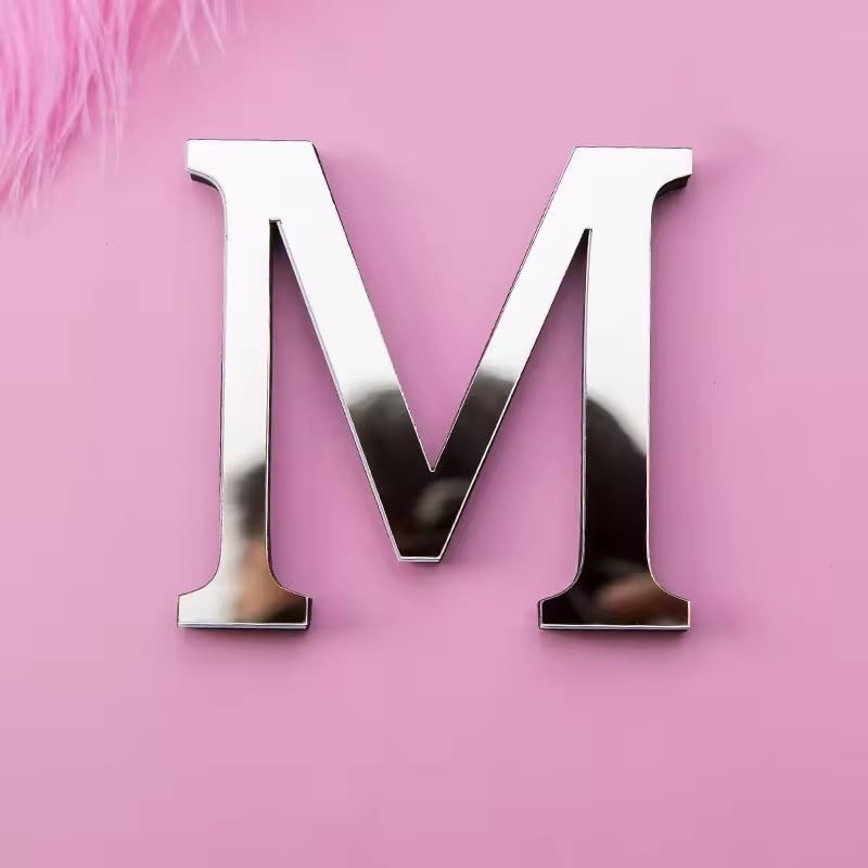 Adesivos de Parede Espelho Acrílico com 26 Letras - Decoração DIY Moderna Cor Prata