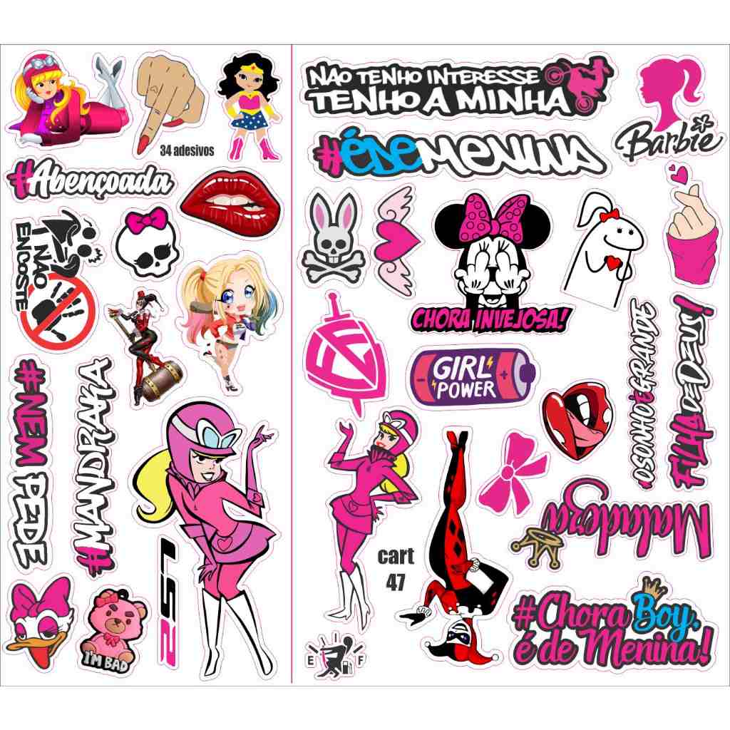 Adesivos Femininos: Alerquina & Penélope 💖
