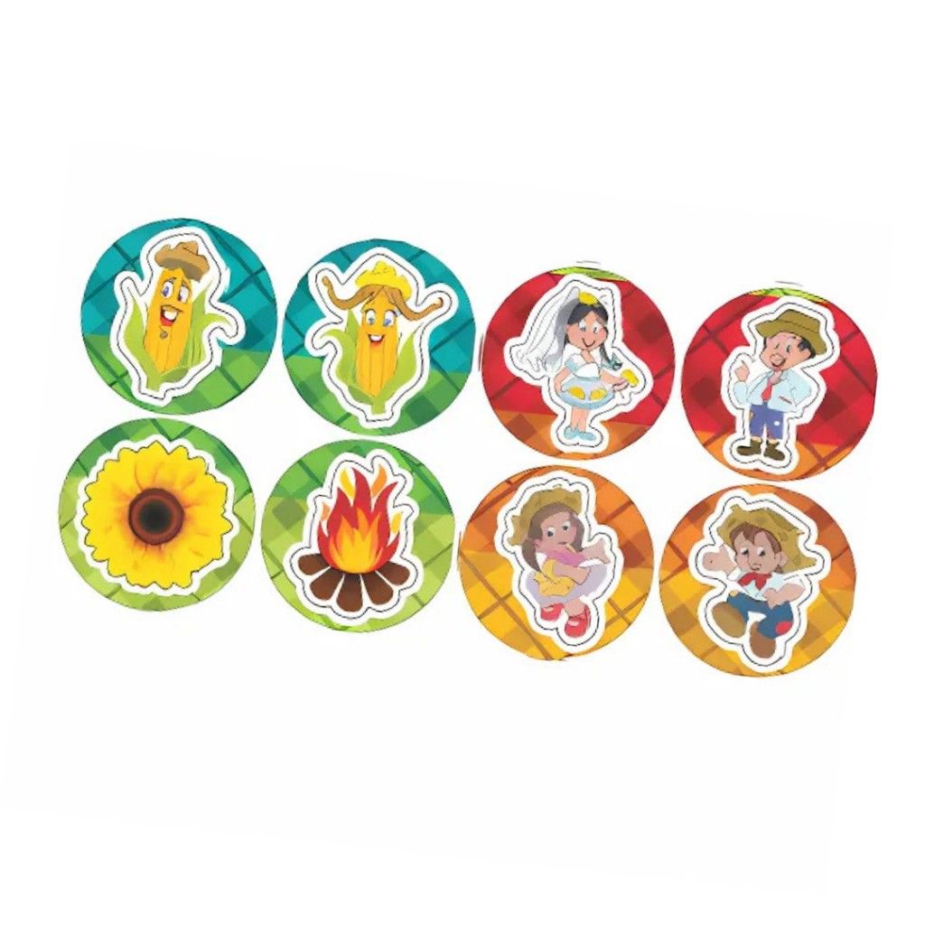 Adesivos Festa Junina 5cm: 160 Etiquetas Decorativas!