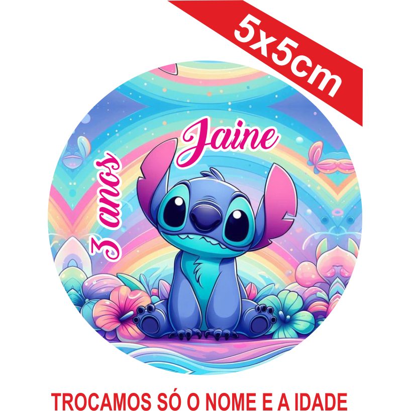 Adesivos Lilo & Stitch Personalizados 5x5cm para Festa e Lembrancinhas