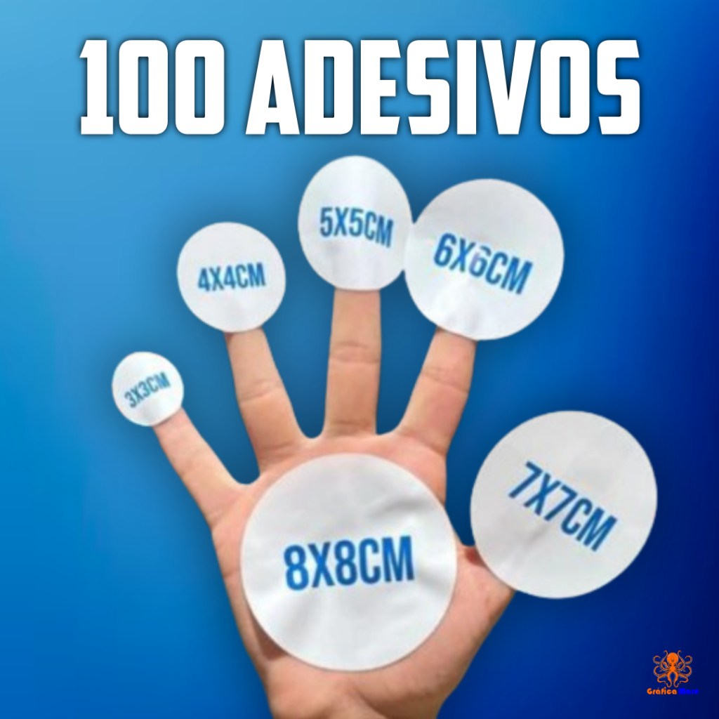Adesivos Personalizados em Vinil: 100 Unidades em Tamanhos 3x3, 4x4 e Mais!