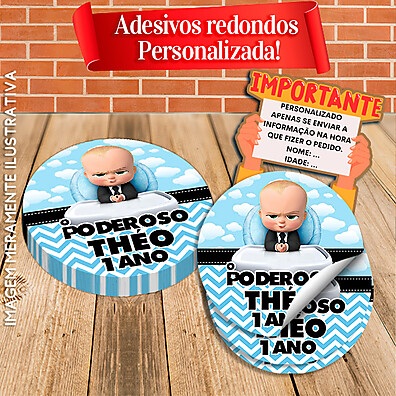 Adesivos Redondos Poderoso Chefinho Personalizados