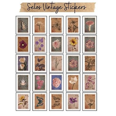 Adesivos Selos Vintage: Charme Grafite no Seu Planner!