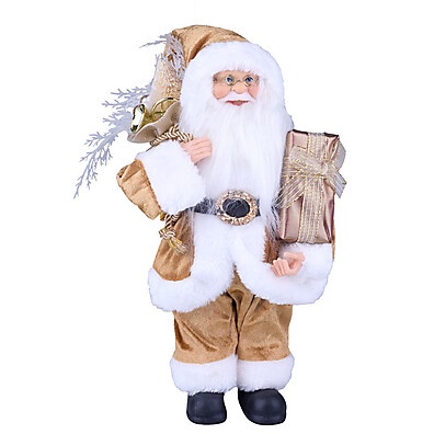 Adorno Papai Noel Dourado 30cm - Decoração Natalina Elegante
